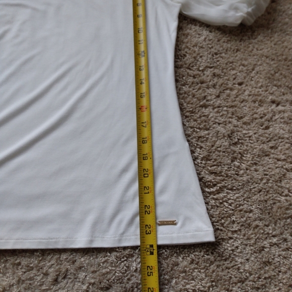 Tahari white ivory pleated puff sleeve top size S - Picture 7 of 8